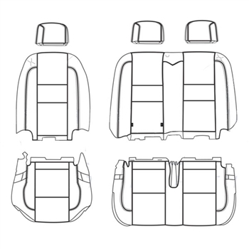 Ford Transit Wagon XL Katzkin Leather Seat Upholstery (4th row split bench, no arms), 2015, 2016, 2017, 2018, 2019, 2020, 2021, 2022