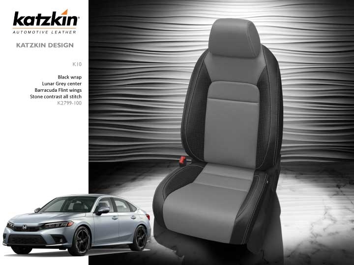 Honda Civic Sedan Sport Katzkin Leather Seat Upholstery, 2022, 2023, 2024 |  ShopSAR.com