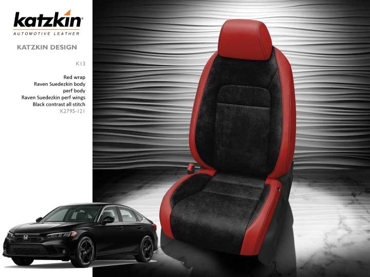 Honda Civic Sedan Sport Katzkin Leather Seat Upholstery, 2022, 2023, 2024