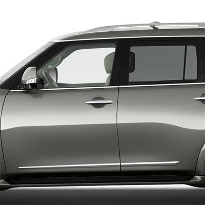 Infiniti QX56 Chrome Lower Door Moldings, 2011, 2012, 2013, 2014, 2015, 2016, 2017, 2018, 2019, 2020, 2021, 2022, 2023