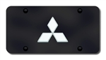 Mitsubishi Logo License Plate - Black and Chrome