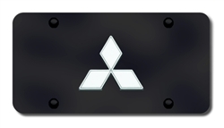 Mitsubishi Logo License Plate - Black and Chrome