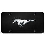 Chrome Mustang Horse on Black Plate