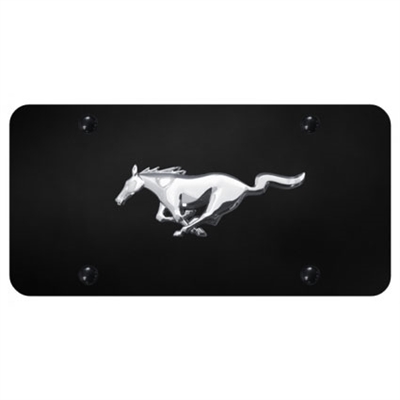 Chrome Mustang Horse on Black Plate