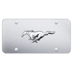 Mustang Horse Chrome on Brushed Stainless Plate