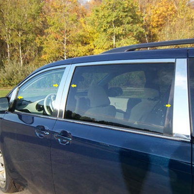 Toyota Sienna Chrome Pillar Post Trim, 8 pc. Set, 2011, 2012, 2013, 2014, 2015, 2016, 2017, 2018, 2019, 2020