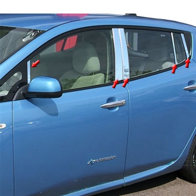 Nissan Leaf Chrome Pillar Post Trim, 10pc set, 2011, 2012, 2013, 2014, 2015, 2016, 2017