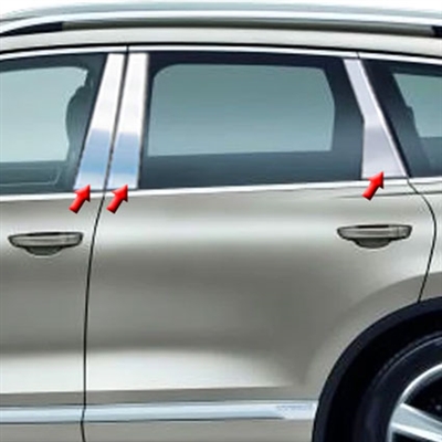 Volkswagen Toureg Chrome Pillar Post Trim, 6pc  2011, 2012, 2013, 2014, 2015, 2016, 2017