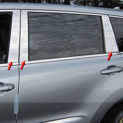 Toyota Highlander Chrome Pillar Post Trim, 6pc, 2014, 2015, 2016, 2017, 2018, 2019