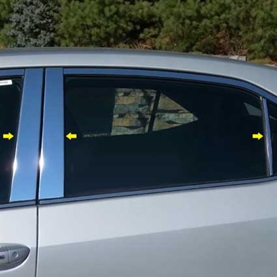 Toyota Corolla Chrome Pillar Post Trim, 6pc. Set, 2014, 2015, 2016, 2017, 2018, 2019