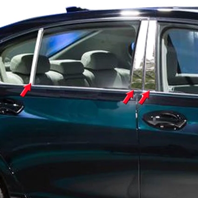Acura RLX Chrome Pillar Post Trim, 6pc 2014, 2015, 2016, 2017, 2018, 2019, 2020