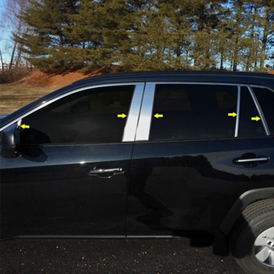 Toyota Rav4 Chrome Pillar Post Trim, 10pc 2019, 2020, 2021, 2022, 2023, 2024, 2025