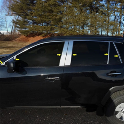 Toyota Rav4 Chrome Pillar Post Trim, 2019, 2020, 2021, 2022, 2023, 2024, 2025