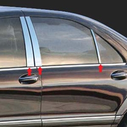 Mercedes S-Class Sedan Chrome Pillar Post Trim, 1999, 2000, 2001, 2002, 2003, 2004, 2005, 2006