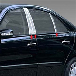 Mercedes E Class Sedan Chrome Pillar Post Trim, 2003, 2004, 2005, 2006, 2007, 2008, 2009