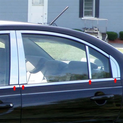 Hyundai Accent Chrome Pillar Post Trim, 8pc 2006, 2007, 2008, 2009, 2010, 2011