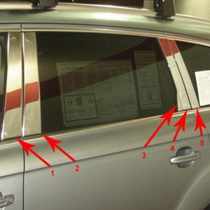 Audi Q7 Chrome Pillar Post Trim, 10pc  2007, 2008, 2009, 2010, 2011, 2012, 2013, 2014, 2015