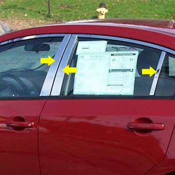 Nissan Sentra Chrome Pillar Post Trim, 6pc. Set, 2007, 2008, 2009, 2010, 201, 2012