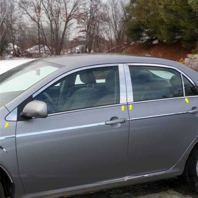 Toyota Corolla Chrome Pillar Post Trim, 8pc. Set, 2009, 2010, 2011, 2012, 2013