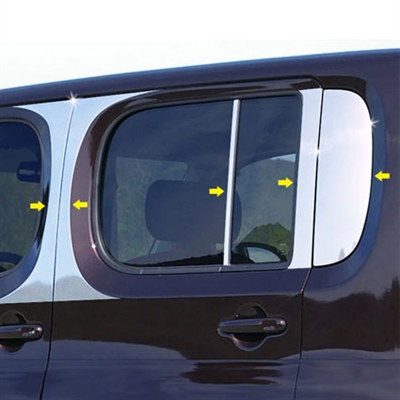 Nissan Cube Chrome Pillar Post Trim, 2009, 2010, 2011, 2012, 2013, 2014