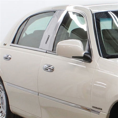 Lincoln Town Car Long Body Chrome Pillar Post Trim, 6 piece set, 2000, 2001, 2002