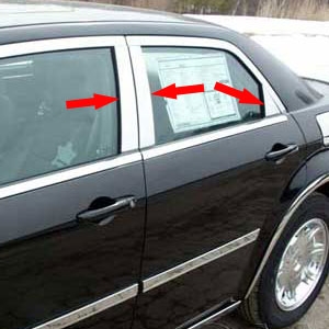 Chrysler 300 Chrome Pillar Post Trim, 2005, 2006, 2007, 2008, 2009, 2010