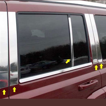 Jeep Commander Chrome Pillar Post Trim, 10pc  2006 - 2010