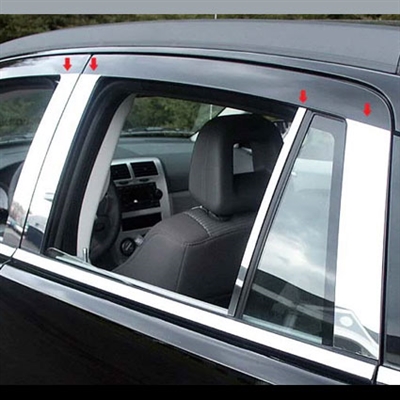 Dodge Caliber Chrome Pillar Post Trim, 8pc  2007, 2008, 2009, 2010, 2011, 2012