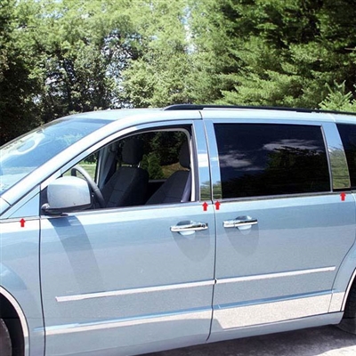 Dodge Grand Caravan Chrome Pillar Post Trim, 8pc 2008, 2009, 2010, 2011, 2012, 2013, 2014, 2015, 2016, 2017, 2018, 2019, 2020