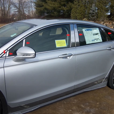 Ford Fusion Chrome Pillar Post Trim, 12pc w/o keyless entry, 2013, 2014, 2015, 2016, 2017, 2018, 2019, 2020