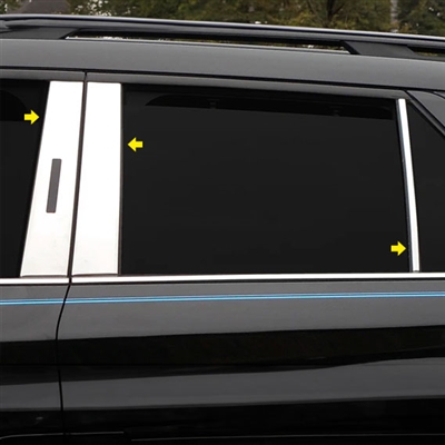 Ford Explorer Chrome Pillar Post Trim, 6pc 2020, 2021, 2022, 2023, 2024, 2025, 2026