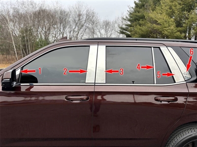 Cadillac Escalade Chrome Pillar Post Trim, 12pc, 2021, 2022, 2023, 2024, 2025, 2026