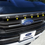 Ford Ranger Chrome Front Letter Inserts, 2019, 2020, 2021, 2022, 2023