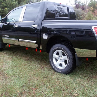 Nissan Titan Crew Cab Rocker Panel Set (without rear cargo box) , 2004, 2005, 2006, 2007, 2008, 2009, 2010, 2011, 2012, 2013, 2014, 2015