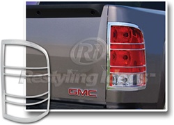 GMC Sierra Chrome Tail Light Bezels, 2007, 2008, 2009, 2010, 2011, 2012, 2013