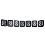 Jeep Compass Gloss Black Grille Frame Overlays, 7pc 2017, 2018, 2019, 2020, 2021