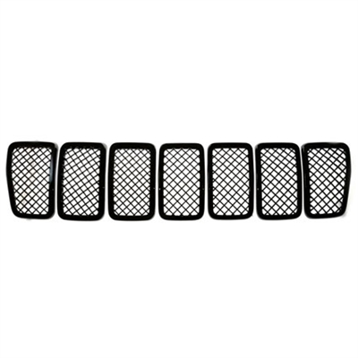 Jeep Cherokee Gloss Black Grille Overlay, 7pc  2019, 2020, 2021, 2022, 2023