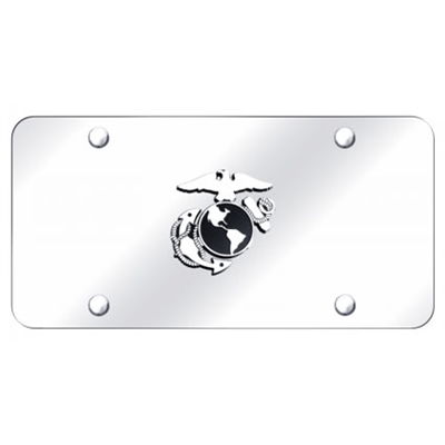 U.S.M.C. Insignia on Chrome License Plate