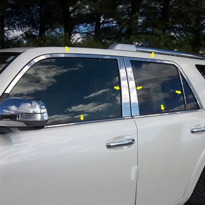 Toyota 4Runner Chrome Window Trim Package, 4pc 2010, 2011, 2012, 2013, 2014, 2015, 2016, 2017, 2018, 2019, 2020, 2021, 2022, 2023, 2024