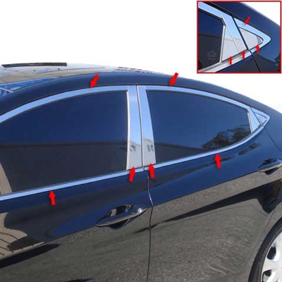 Hyundai Elantra Sedan Chrome Window Trim Package, , 2011, 2012, 2013