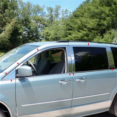Dodge Grand Caravan Chrome Window Trim with pillar posts, 16pc 2008, 2009, 2010, 2011, 2012, 2013, 2014, 2015, 2016, 2017, 2018, 2019, 2020