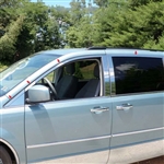 Chrysler Town & Country Chrome Window Trim Package without pillar posts, 2008, 2009, 2010, 2011, 2012, 2013, 2014, 2015, 2016