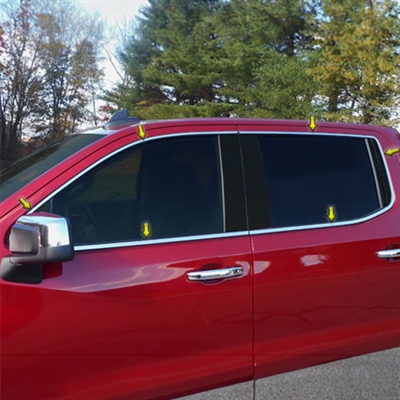 Chevrolet Silverado 1500 Crew Cab Chrome Window Trim, 2019, 2020, 2021, 2022, 2023