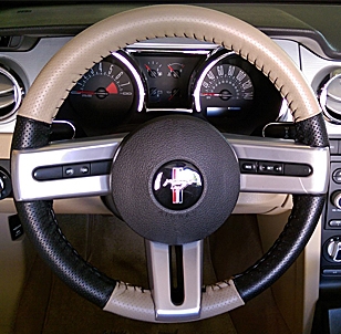 Ford Mustang Leather Steering Wheel Cover by Wheelskins | ShopSAR.com