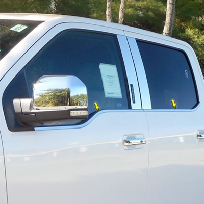 Ford F150 Crew Cab Chrome Window Sill Trim, 4pc 2015, 2016, 2017, 2018, 2019, 2020