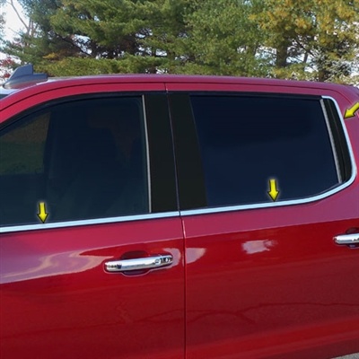 Chevrolet Silverado 1500 Crew Cab Chrome Window Sill Trim, 2019, 2020, 2021, 2022, 2023