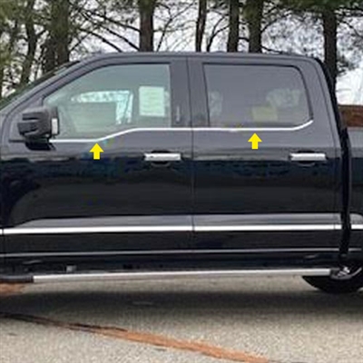 Ford F150 Crew Cab Chrome Window Sill Trim, 4pc 2021, 2022, 2023, 2024, 2025, 2026