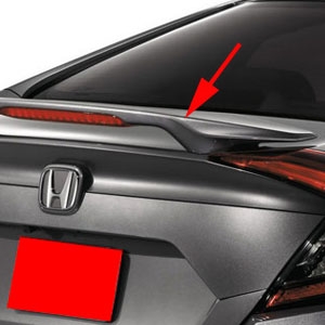 Honda Civic Sedan Painted Rear Spoiler (pedestal mount with light), 2016, 2017, 2018