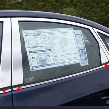 Hyundai Elantra Chrome Pillar Post Trim, 6pc  2007, 2008, 2009, 2010