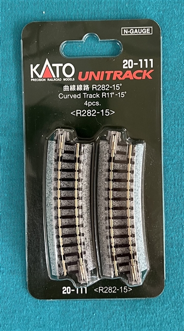 20-111 Curved Track R11"-15 deg  4 pcs  Atlas N Scale Unitrack